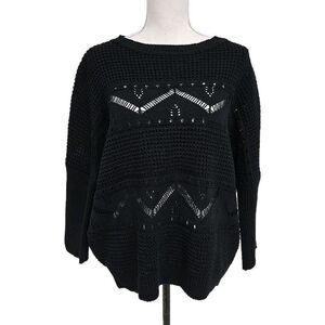 Hem & Thread Knit Pullover Sweater Black Women’s Size L NWT